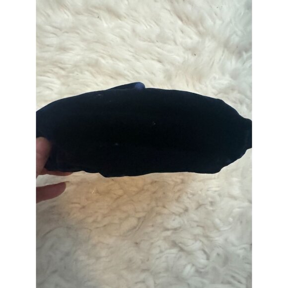 Vintage Ingber Navy Blue Velvet Handbag Purse with Gold Metal Hoop Handle - Picture 4 of 9